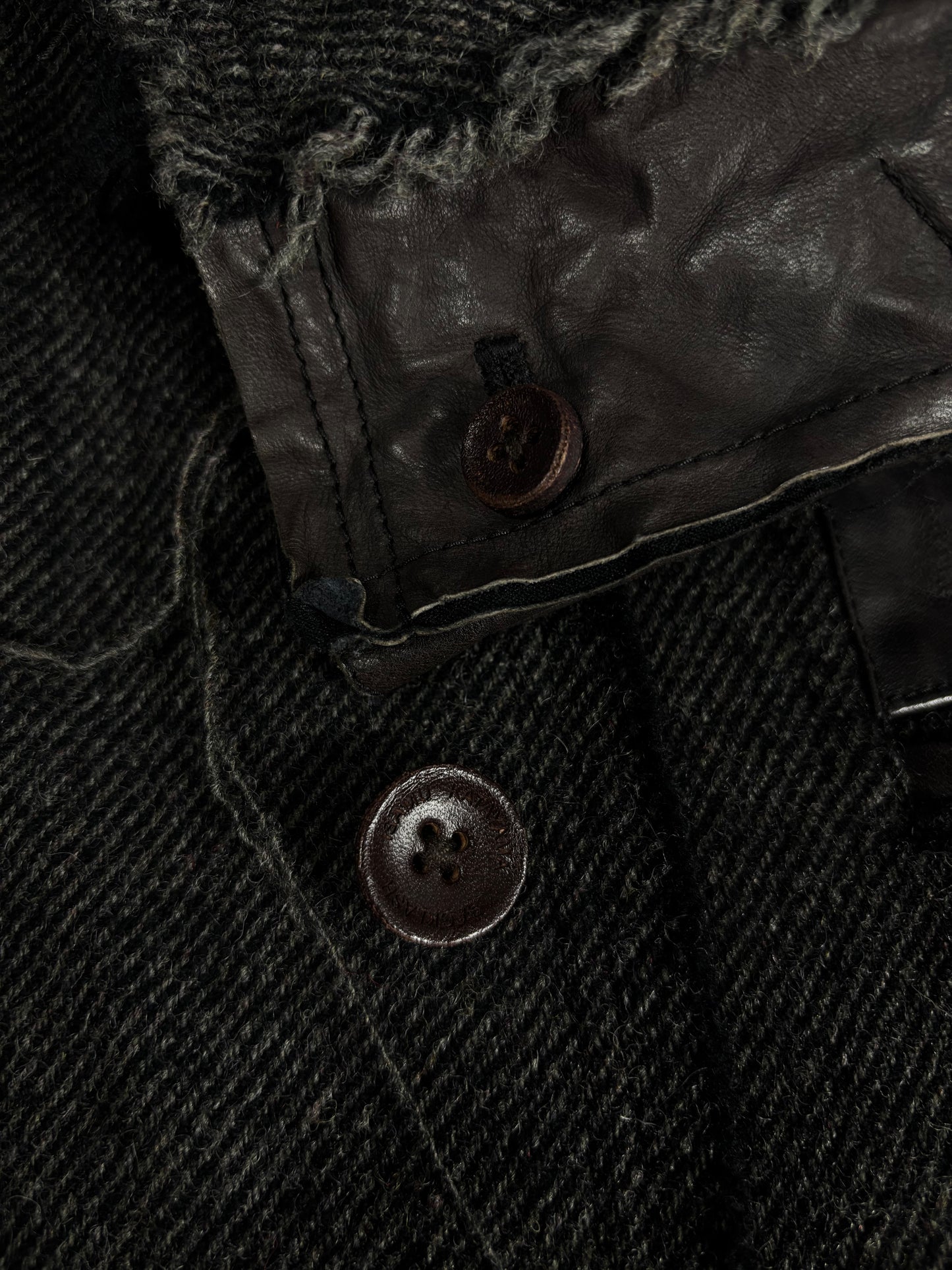 Isamu Katayama Backlash Deconstructed Twill Wool & Leather Blazer