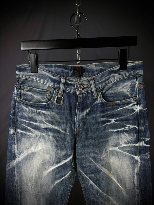 Jackrose Whisker & Honeycomb Distressed Bootcut Denim