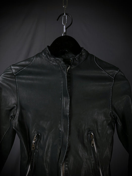 Sisii Contrast Stitch Washable Leather Jacket