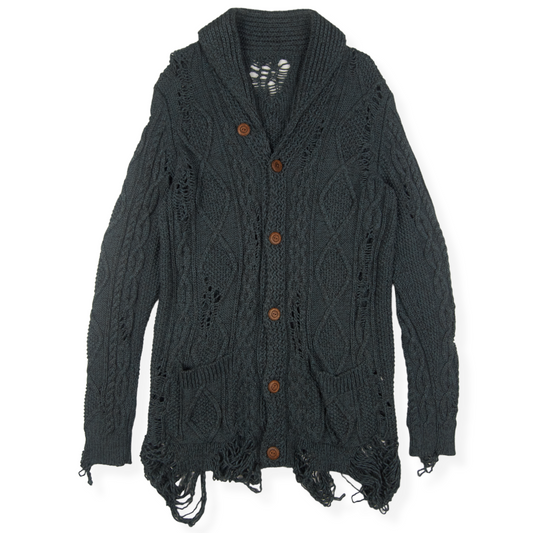 Miharayasuhiro Distressed Grunge Cable Knit Cardigan