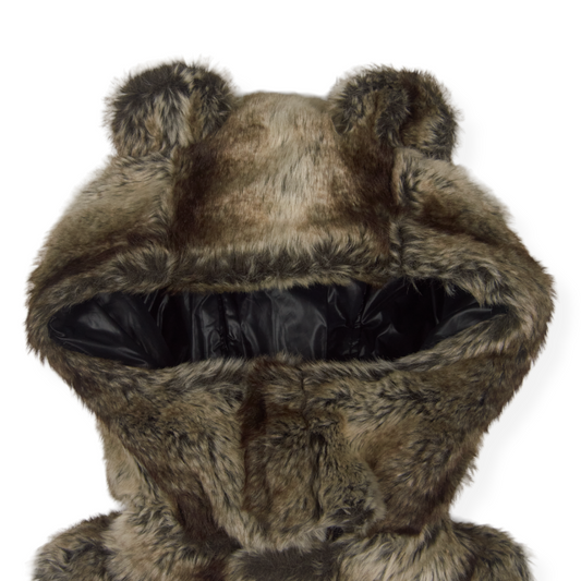 Candy Stripper Reversible Bear Hood Fur Vest