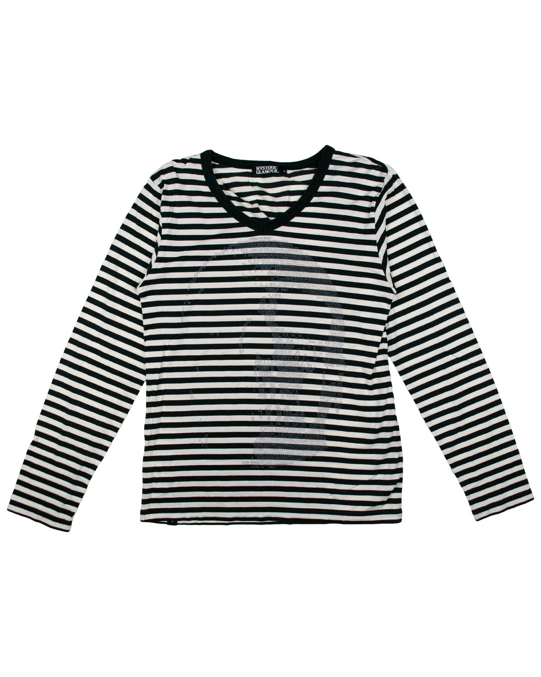 Hysteric Glamour Typewriter Skull Striped Long Sleeve Tee