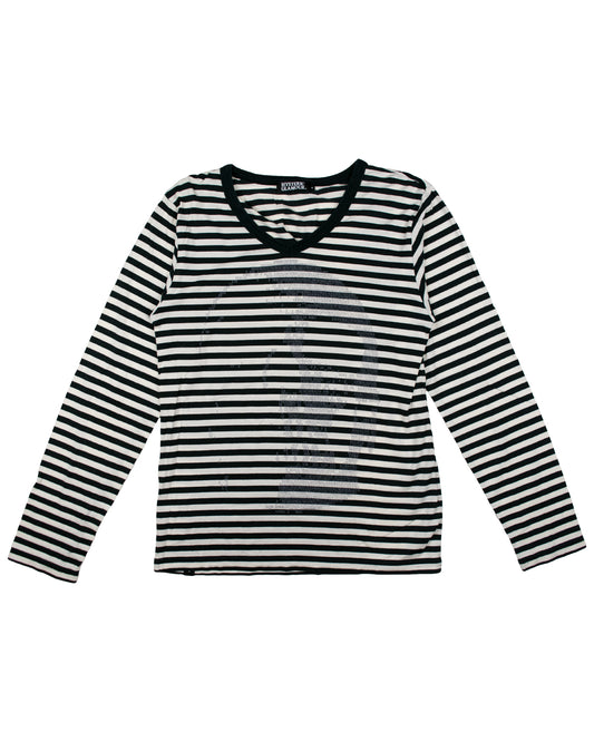 Hysteric Glamour Typewriter Skull Striped Long Sleeve Tee