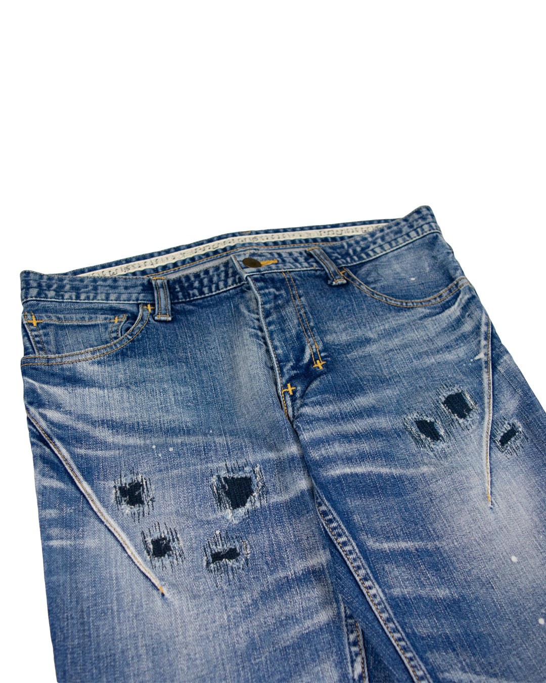 Number (N)ine Distressed Paint Splatter Denim