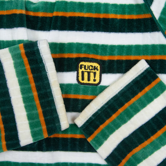 Hysteric Glamour F IT! Embroidered Striped Velour Polo