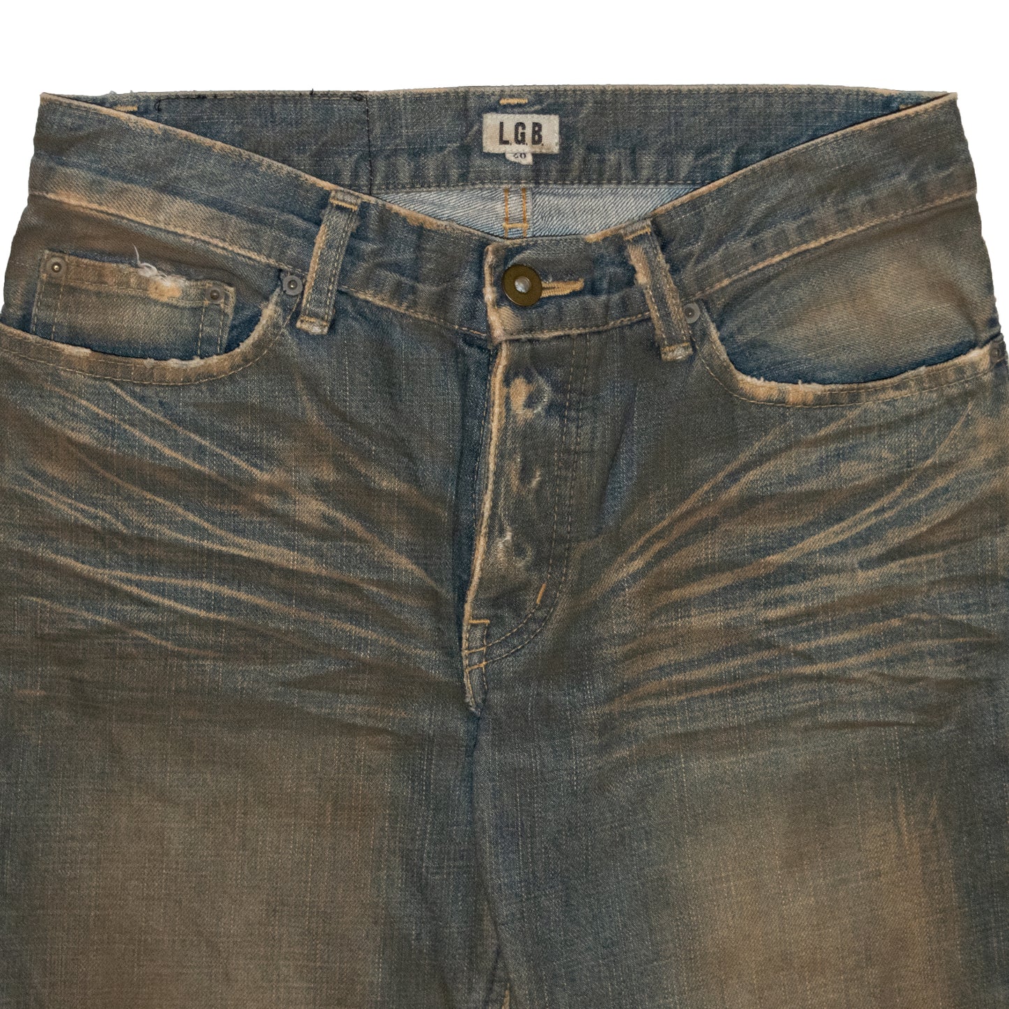 L.G.B. Mudwash Distressed Flared Denim