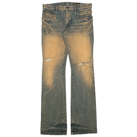 L7 Real Hip Sandwash Distressed Flared Denim
