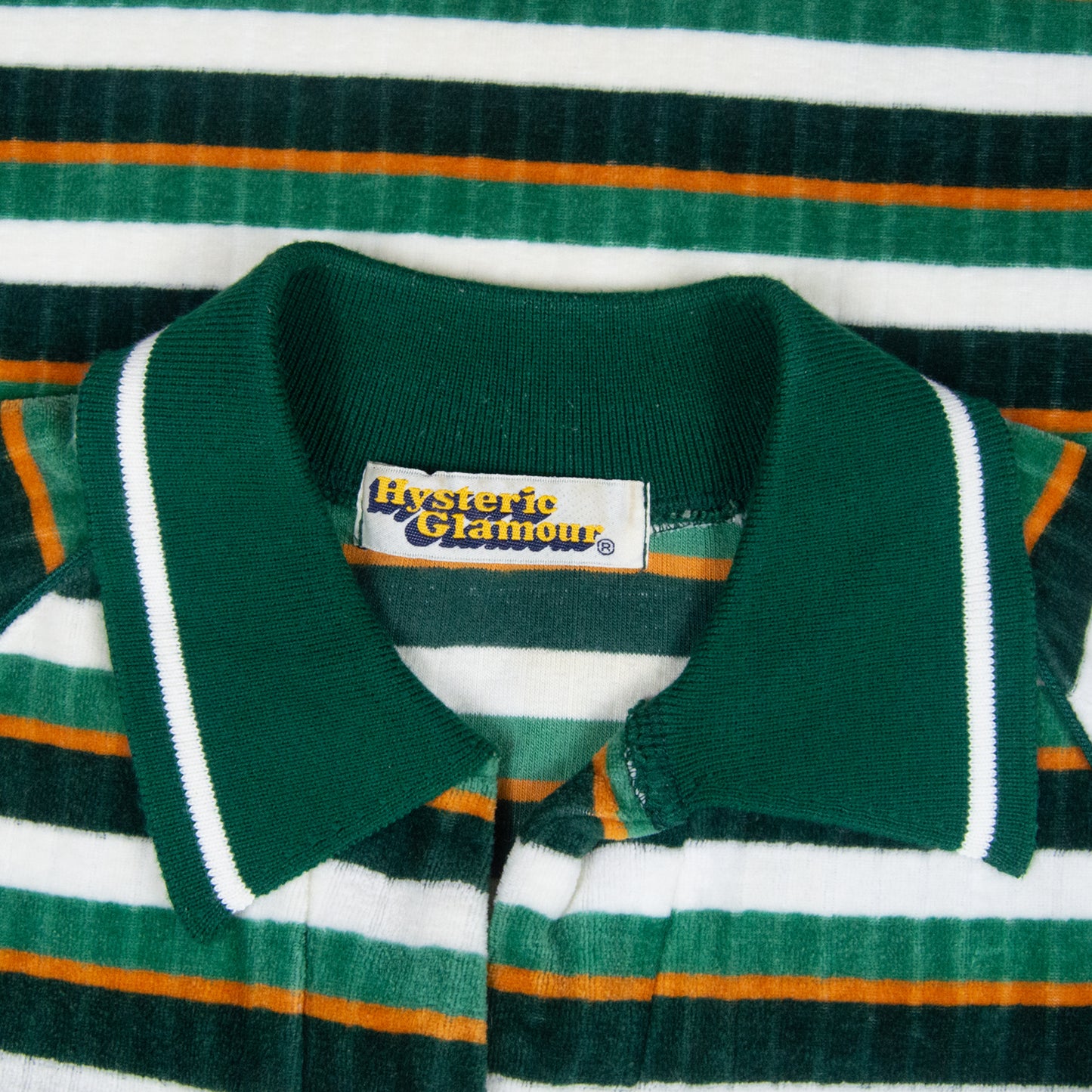 Hysteric Glamour F IT! Embroidered Striped Velour Polo