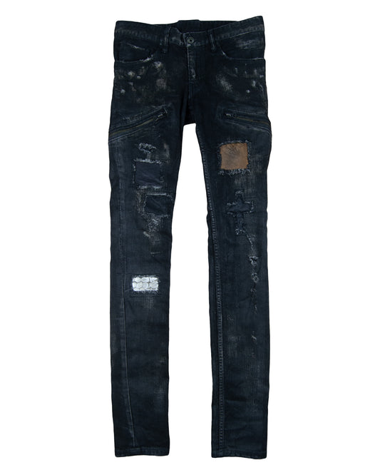 L.G.B. Waxed Distressed Skinny Jeans