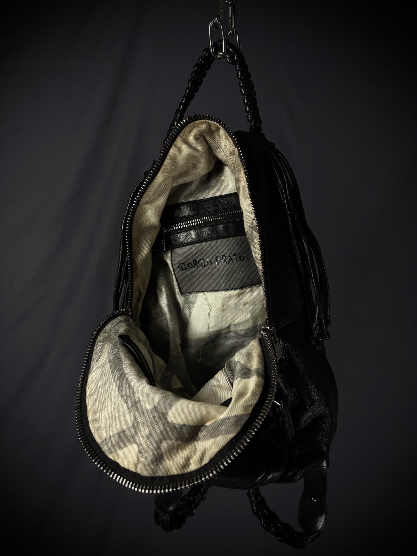 Giorgio Brato Woven Leather Compact Backpack