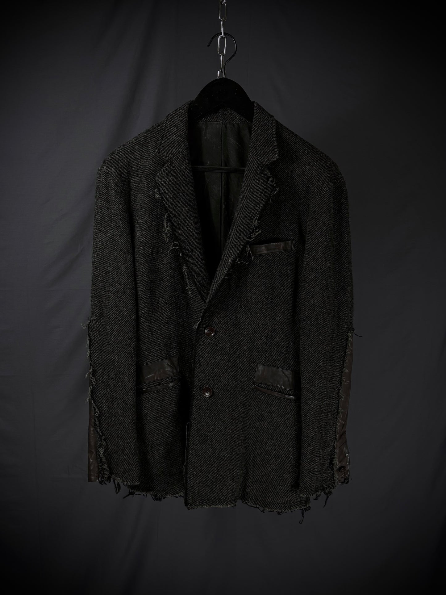 Isamu Katayama Backlash Deconstructed Twill Wool & Leather Blazer