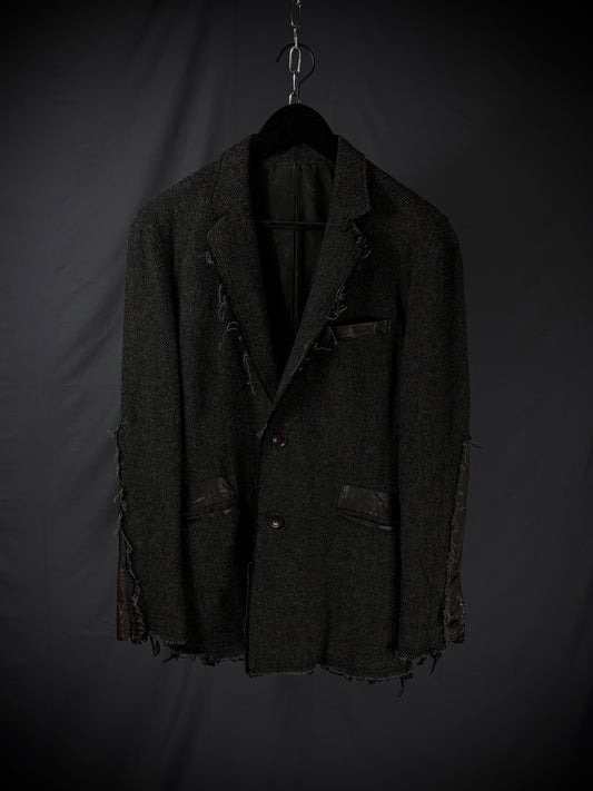 Isamu Katayama Backlash Deconstructed Twill Wool & Leather Blazer