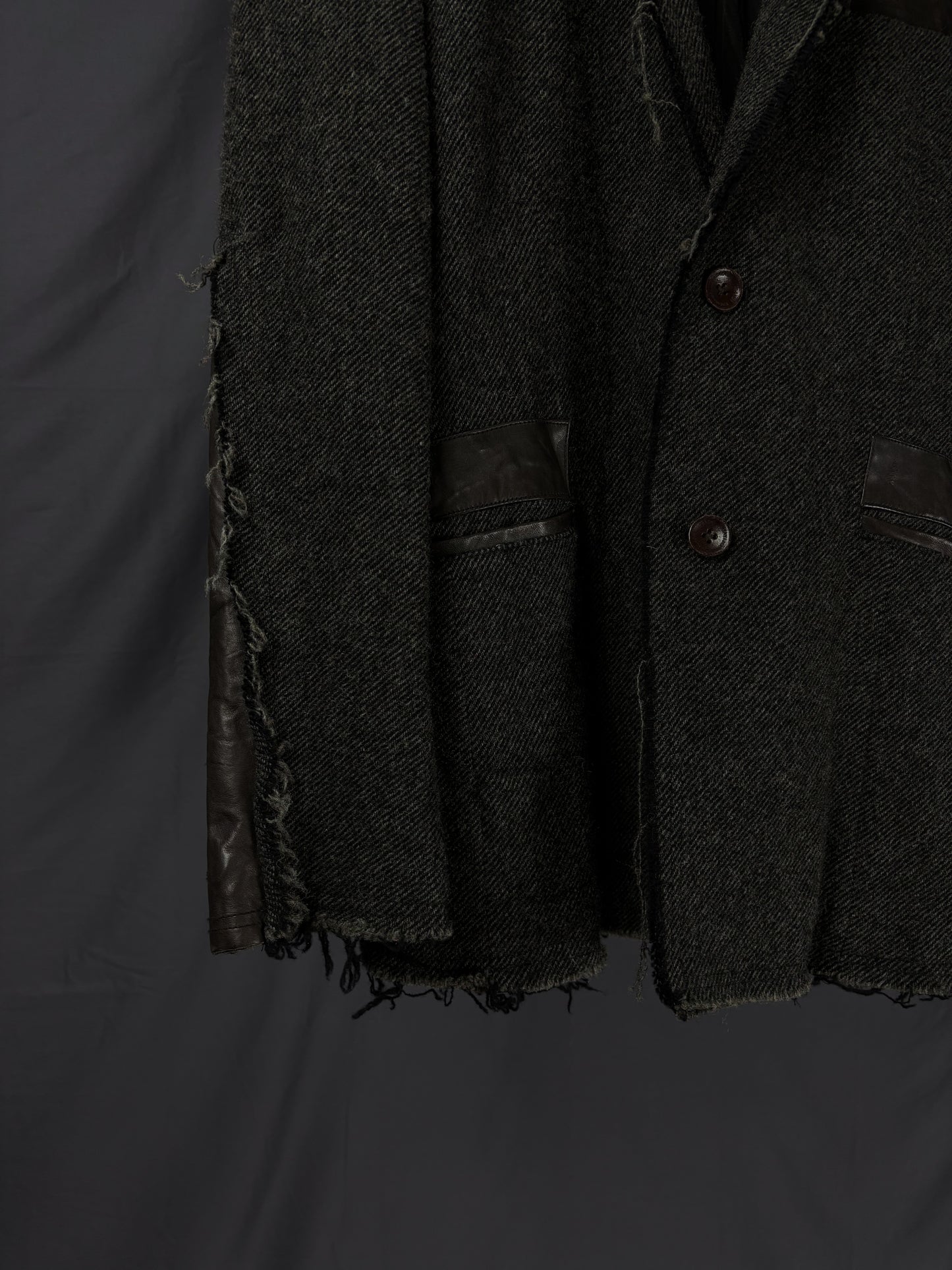 Isamu Katayama Backlash Deconstructed Twill Wool & Leather Blazer