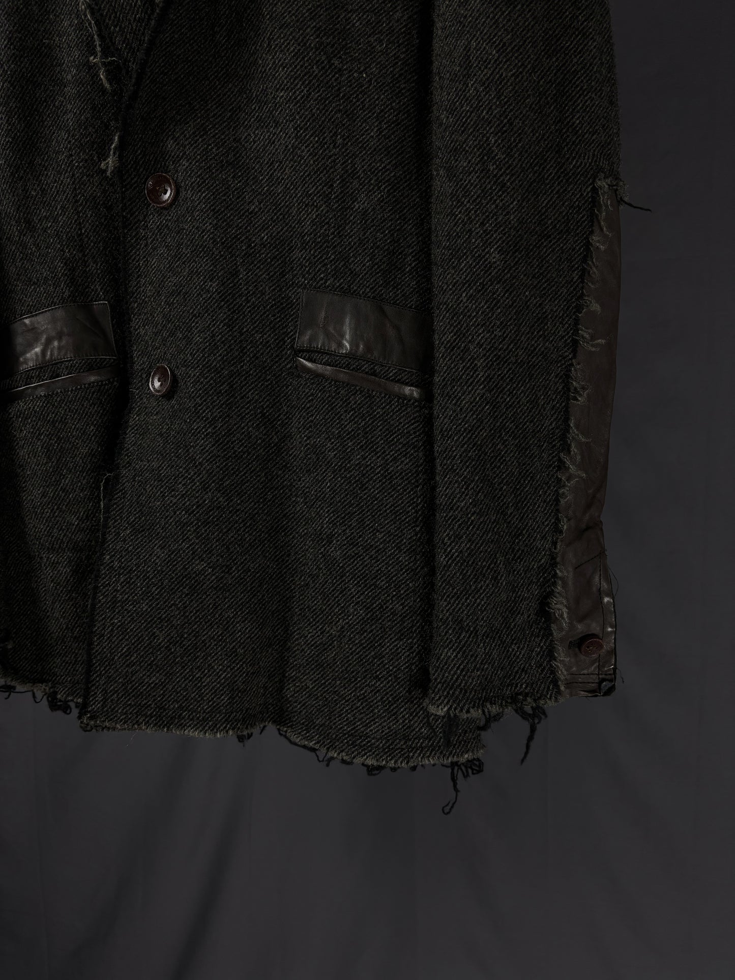 Isamu Katayama Backlash Deconstructed Twill Wool & Leather Blazer
