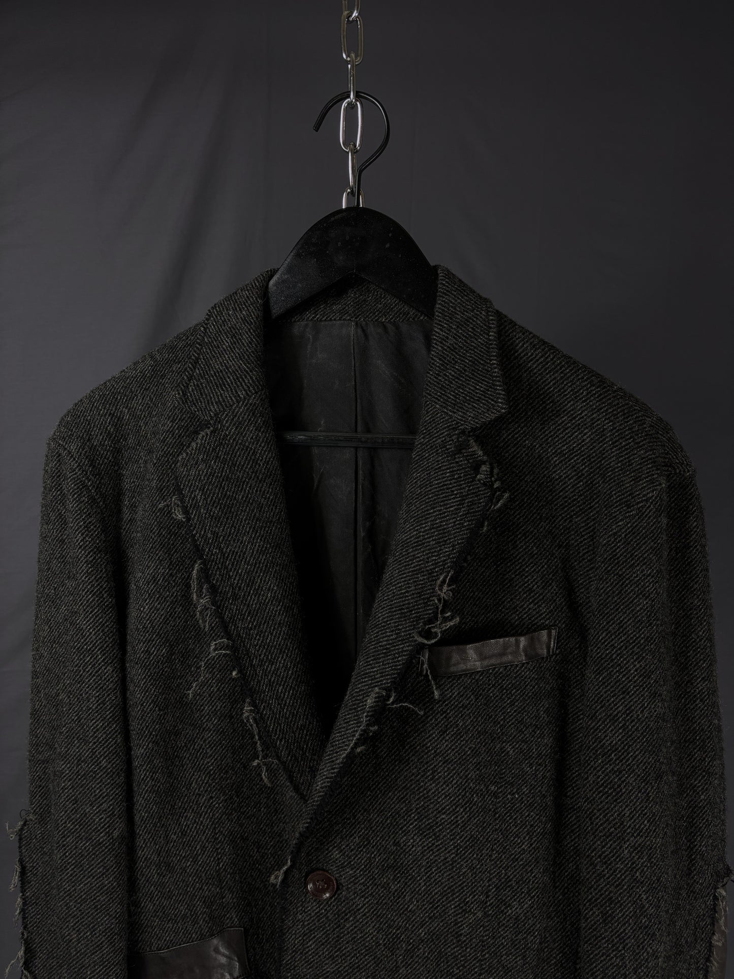 Isamu Katayama Backlash Deconstructed Twill Wool & Leather Blazer