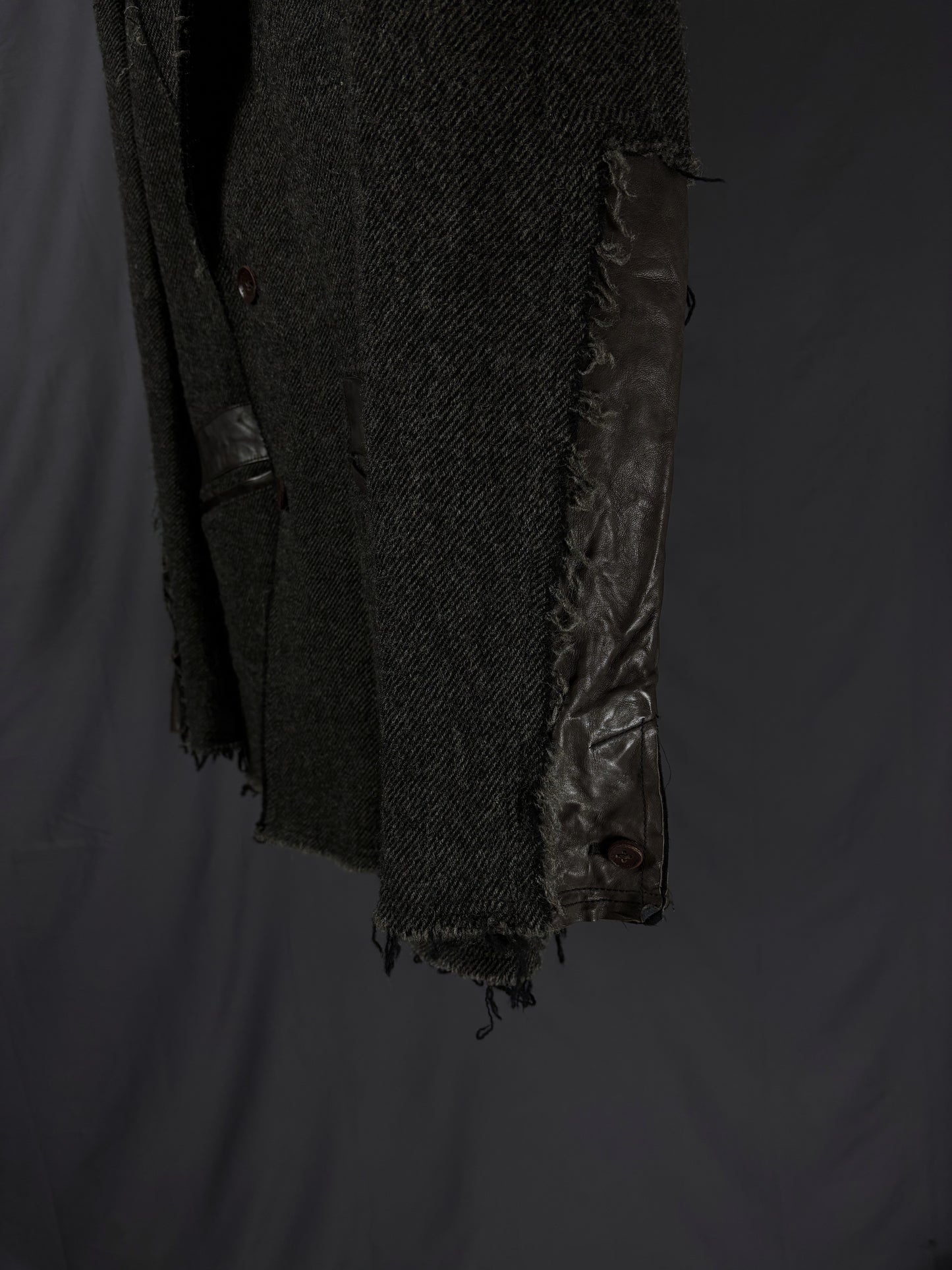Isamu Katayama Backlash Deconstructed Twill Wool & Leather Blazer