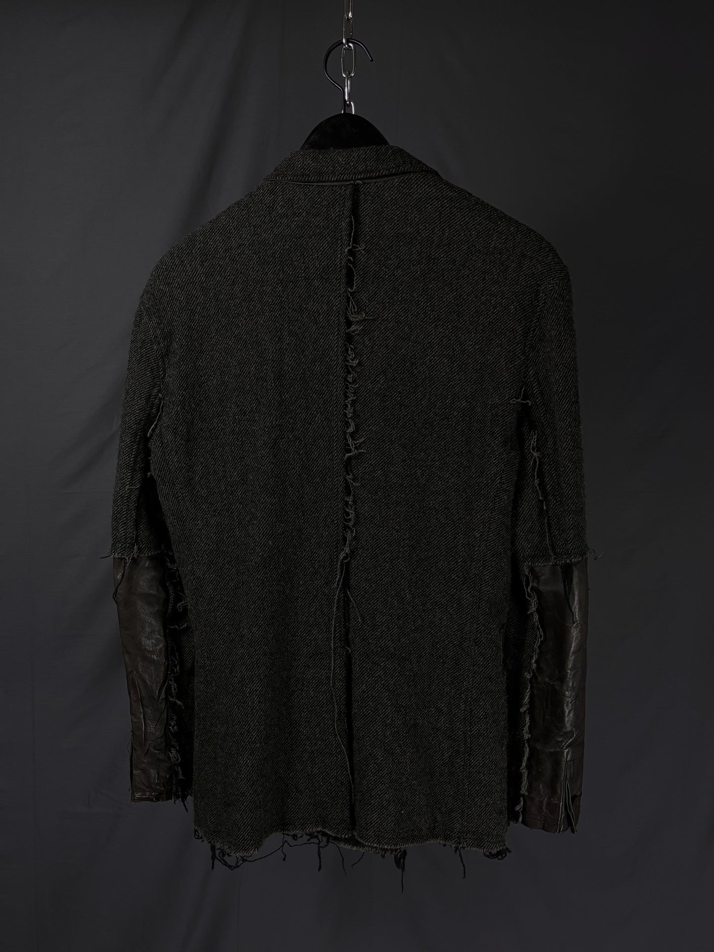 Isamu Katayama Backlash Deconstructed Twill Wool & Leather Blazer