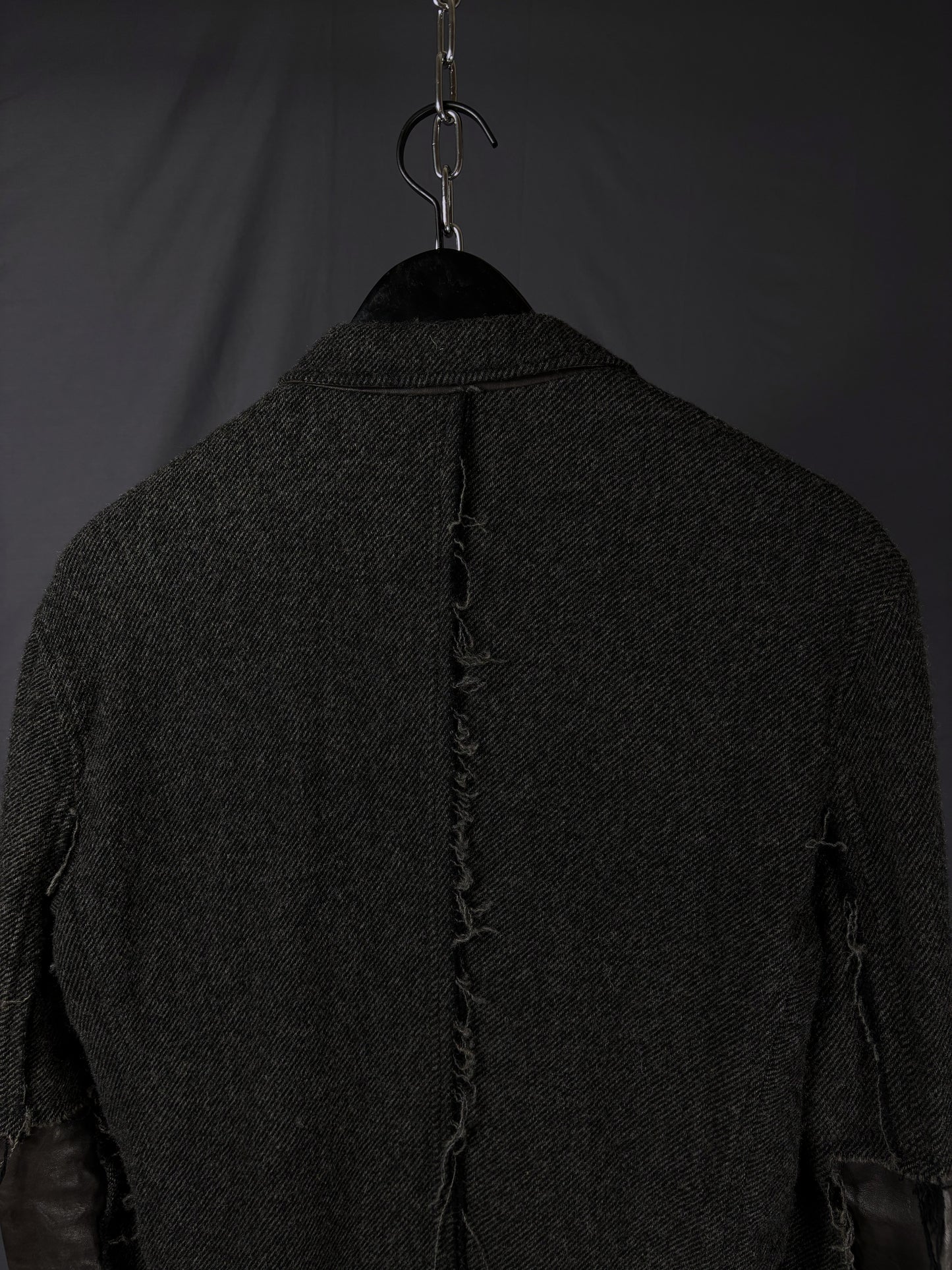 Isamu Katayama Backlash Deconstructed Twill Wool & Leather Blazer
