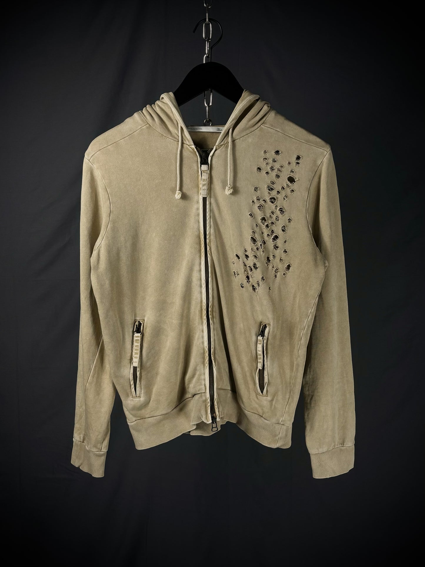 Tete Homme Distressed Dual-Zip Hoodie