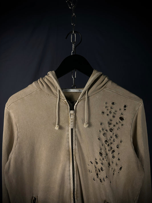 Tete Homme Distressed Dual-Zip Hoodie