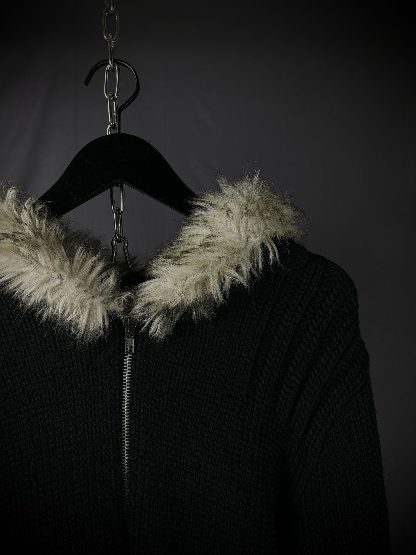 Rupert Faux Fur Trim Knit Hoodie