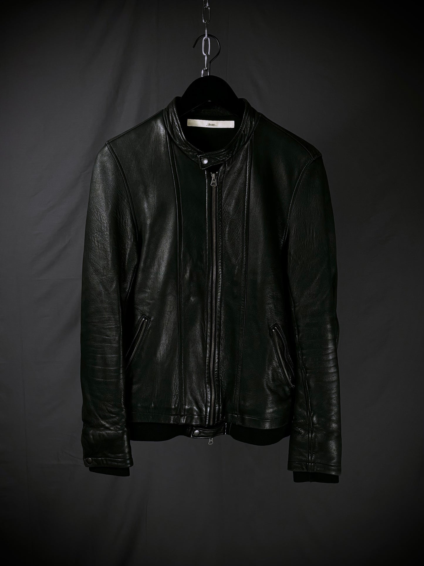 Shama Collarless Leather Jacket