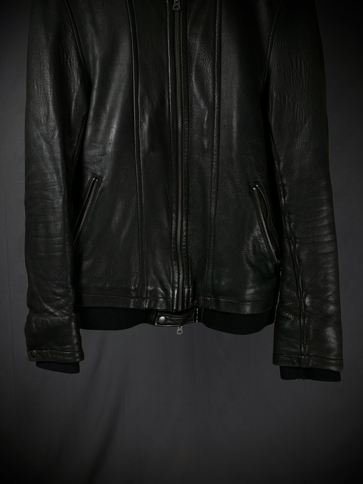 Shama Collarless Leather Jacket