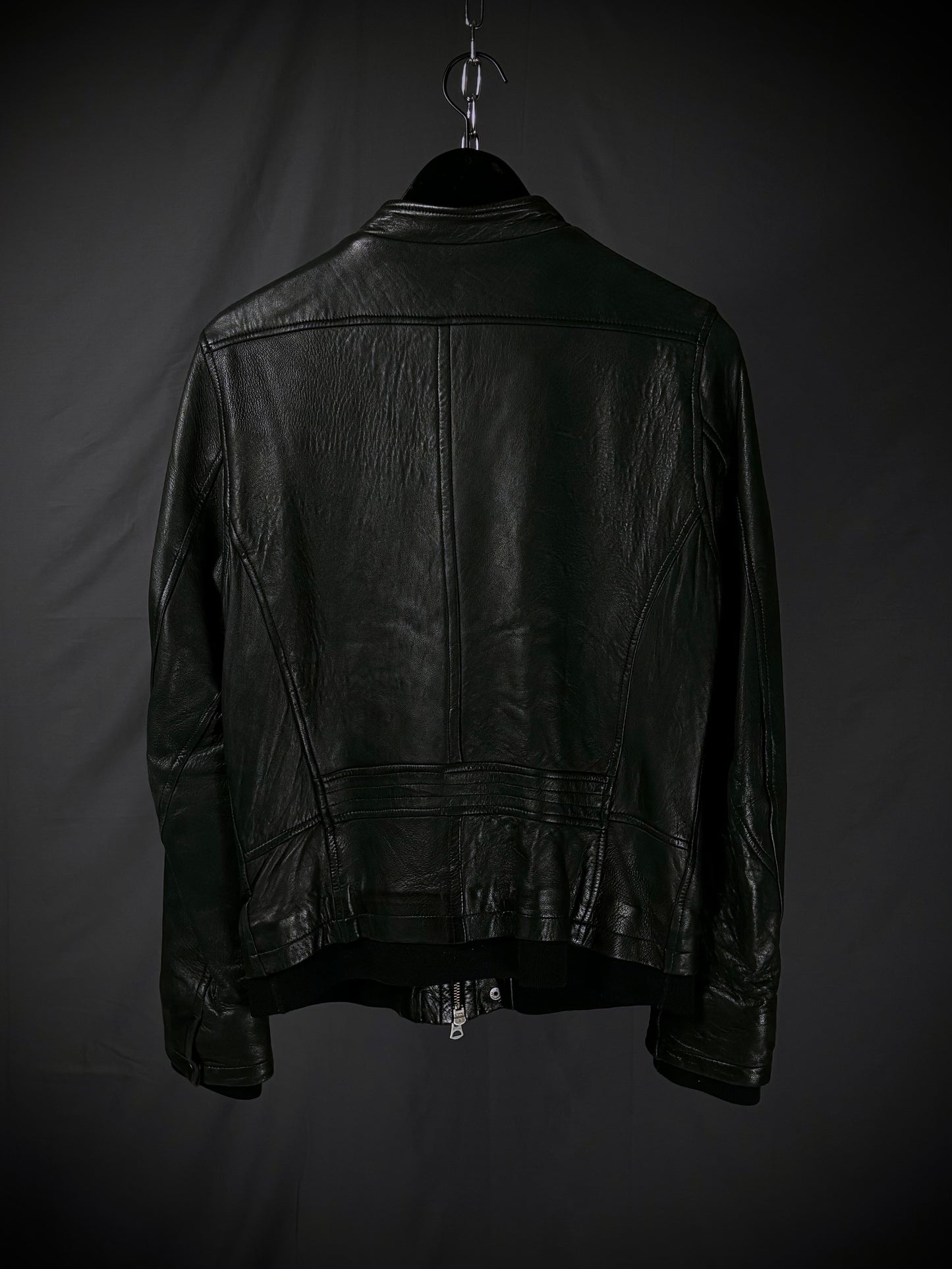 Shama Collarless Leather Jacket