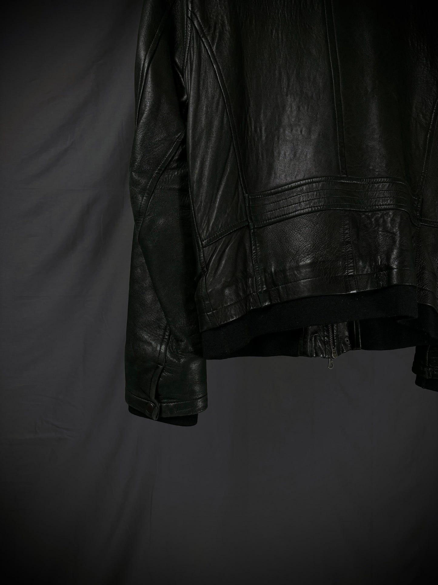 Shama Collarless Leather Jacket