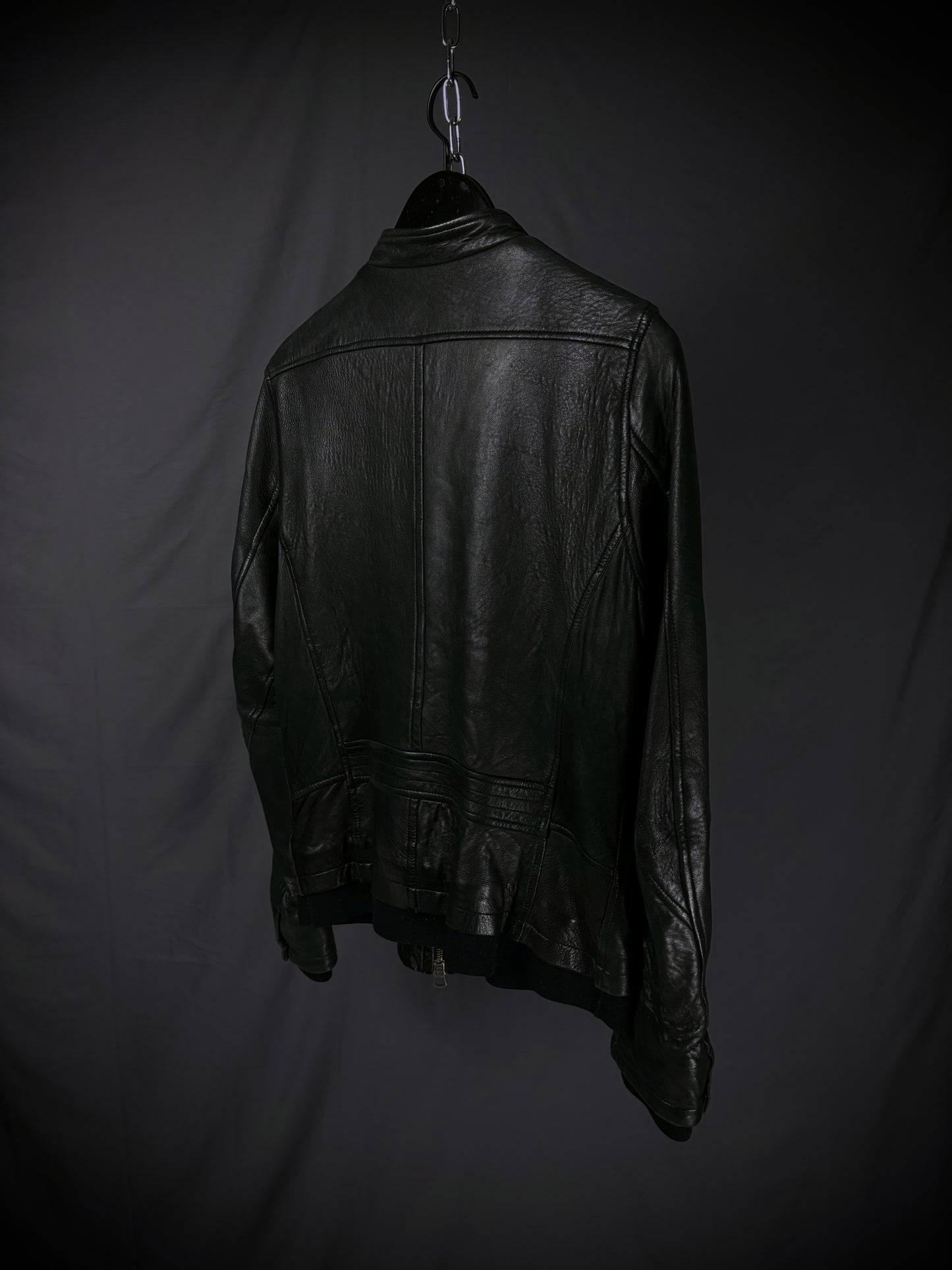 Shama Collarless Leather Jacket