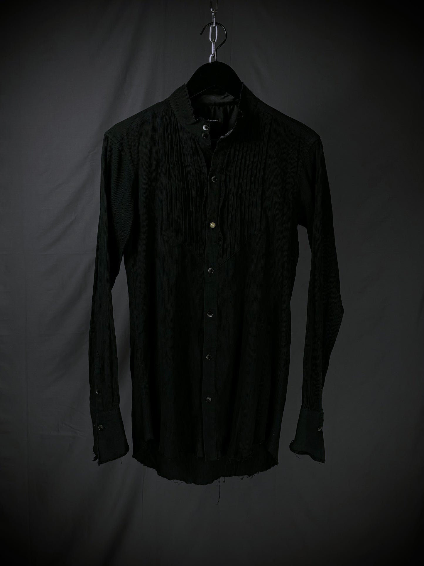 six eleven one Distressed Pintuck Button-Up Shirt