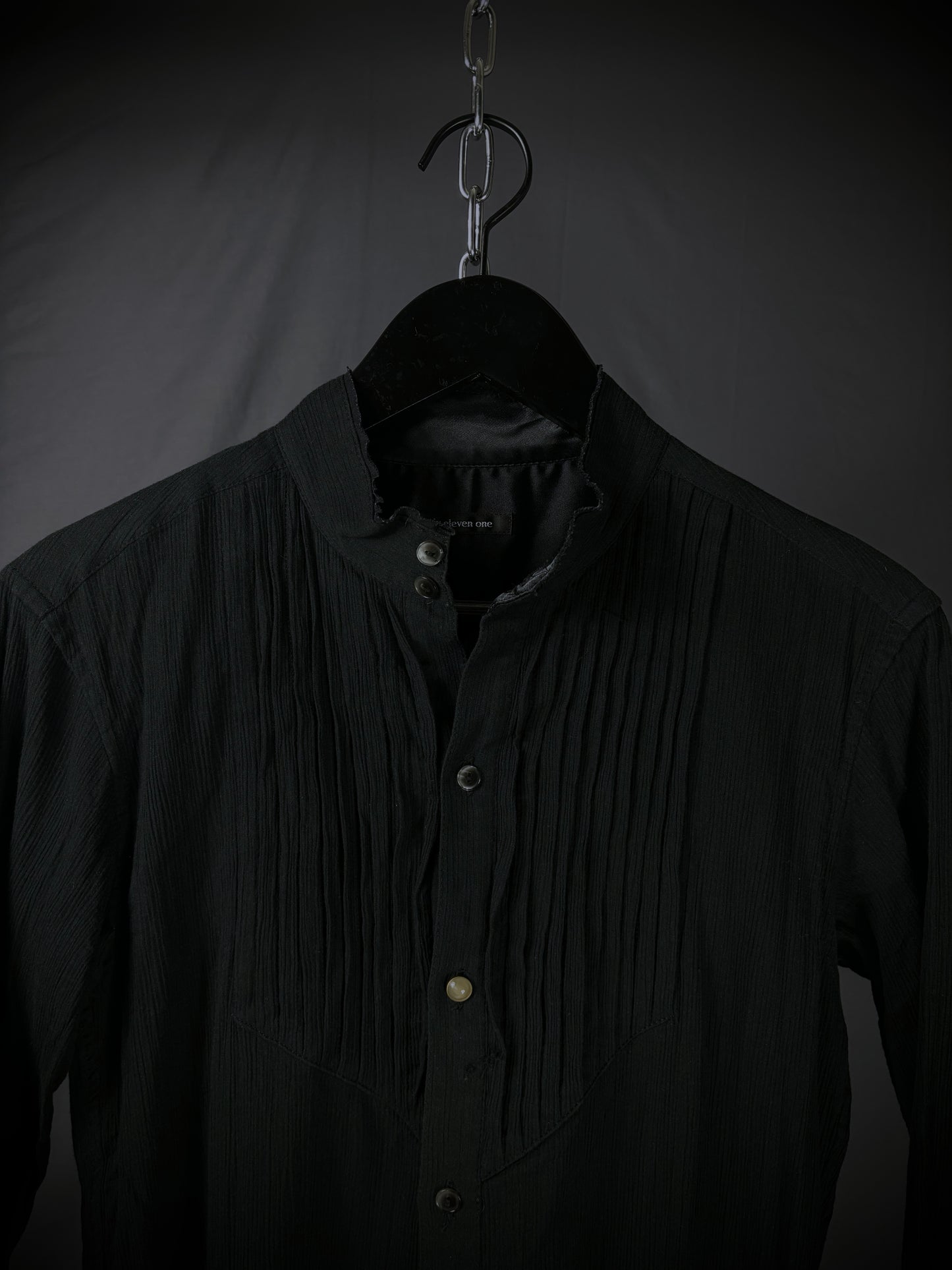 six eleven one Distressed Pintuck Button-Up Shirt