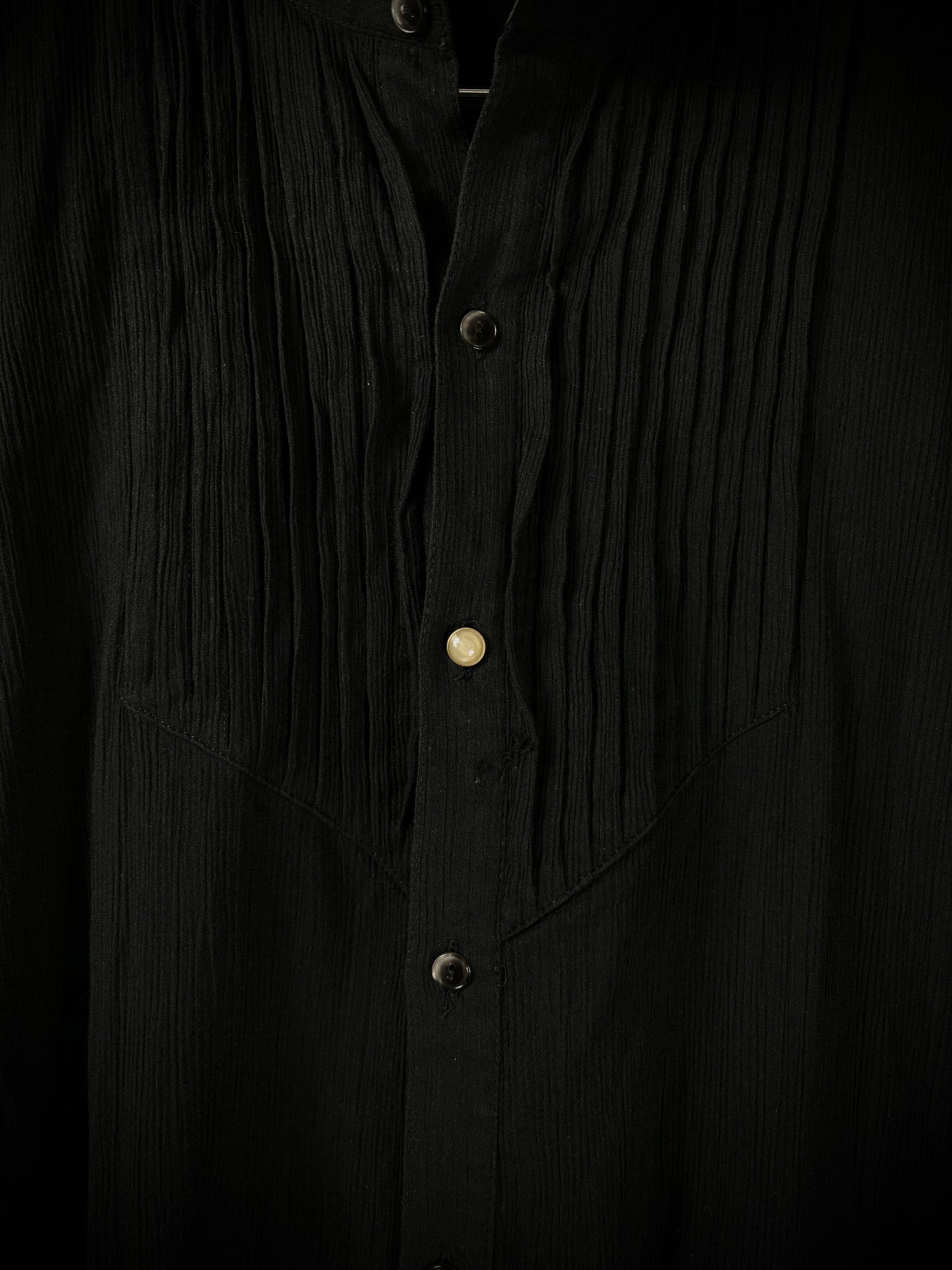 six eleven one Distressed Pintuck Button-Up Shirt