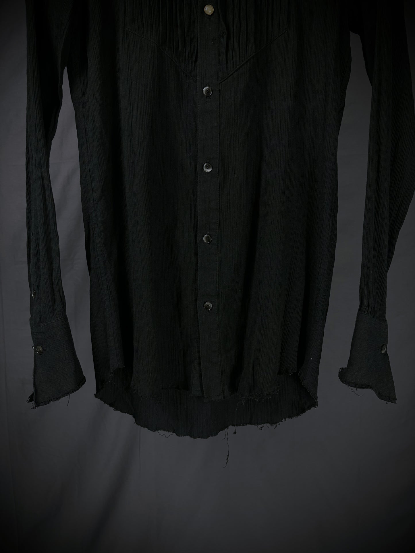 six eleven one Distressed Pintuck Button-Up Shirt