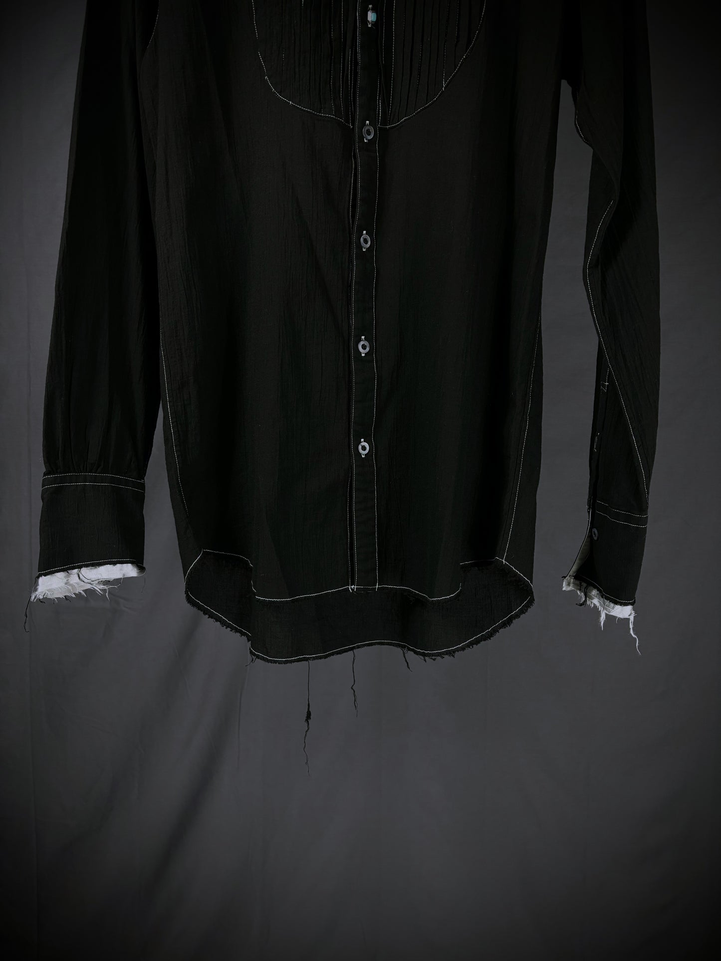 six eleven one Distressed Pintuck Button-Up Shirt