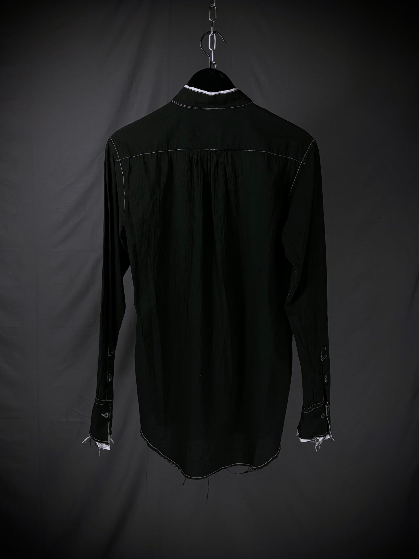 six eleven one Distressed Pintuck Button-Up Shirt