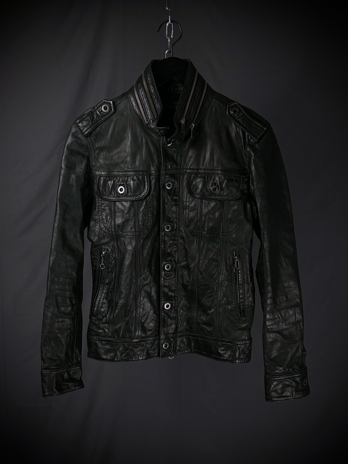 Difference Rupert Buttoned Leather Jacket