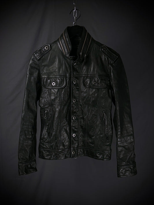 Difference Rupert Buttoned Leather Jacket
