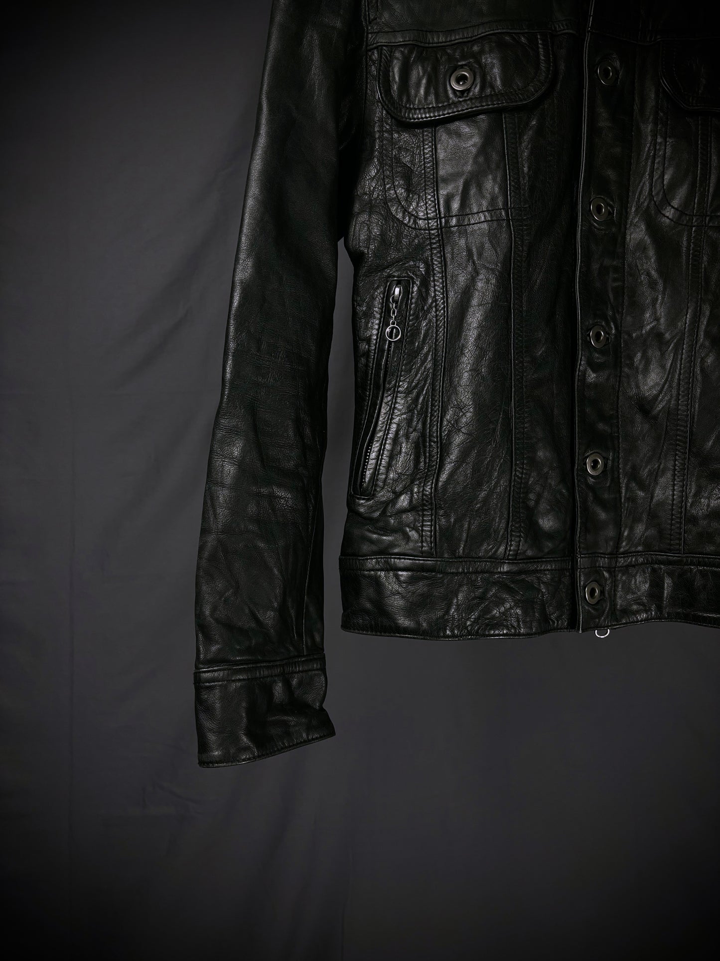 Difference Rupert Buttoned Leather Jacket