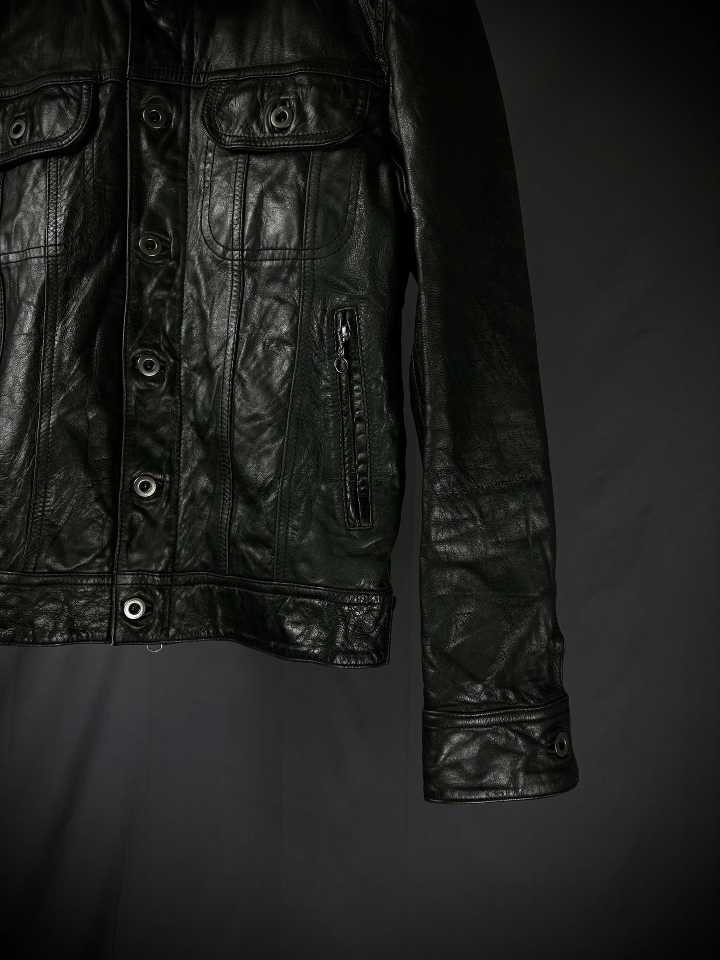 Difference Rupert Buttoned Leather Jacket