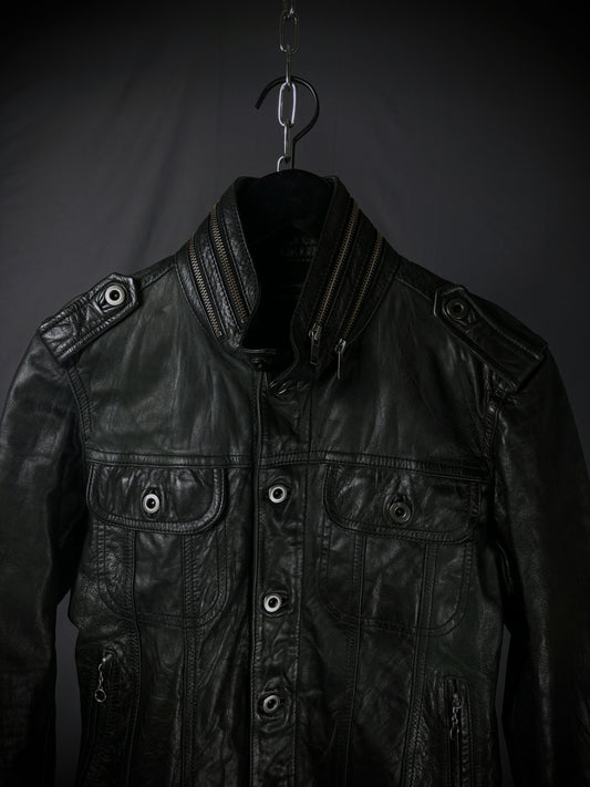 Difference Rupert Buttoned Leather Jacket