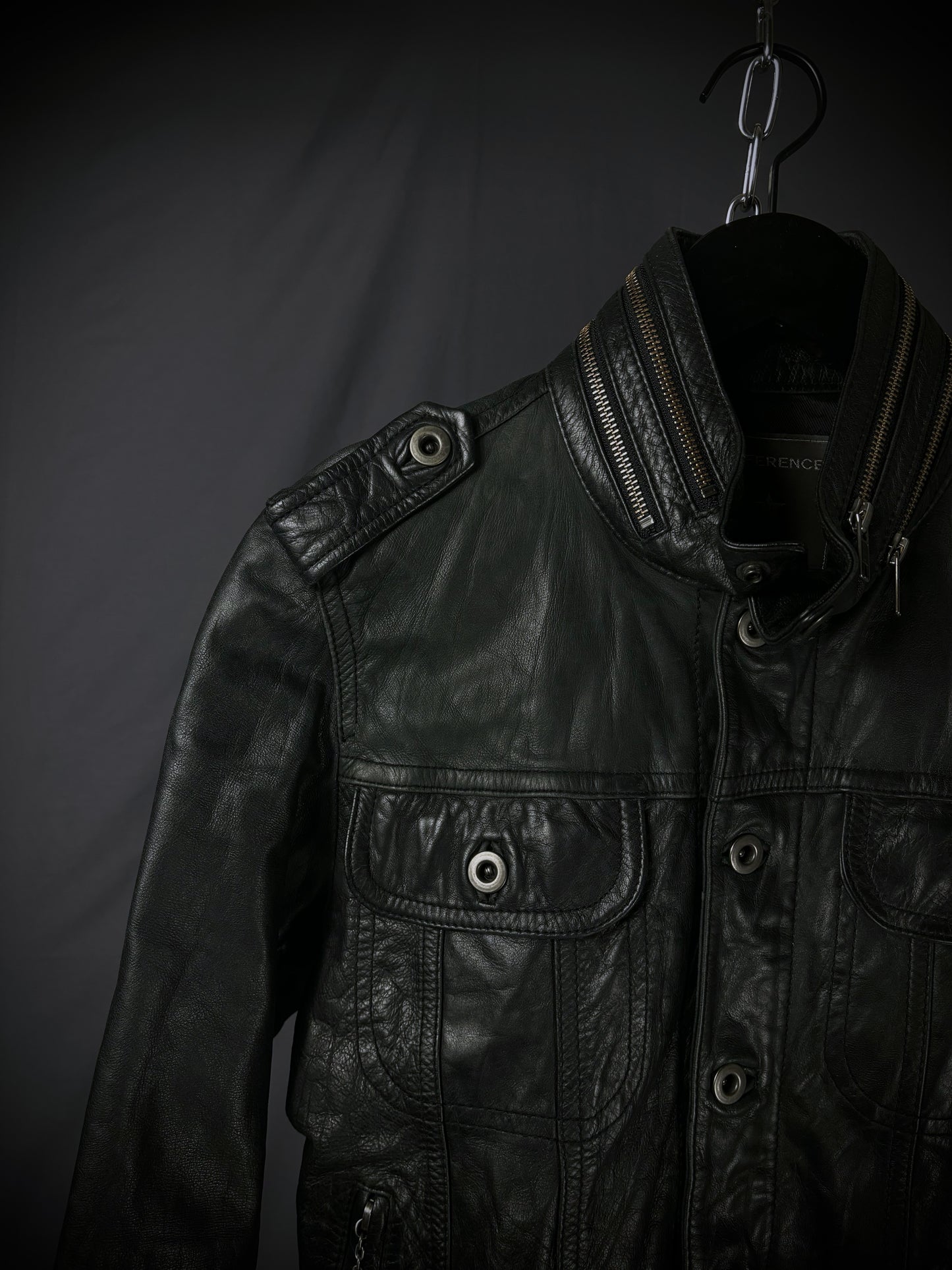 Difference Rupert Buttoned Leather Jacket
