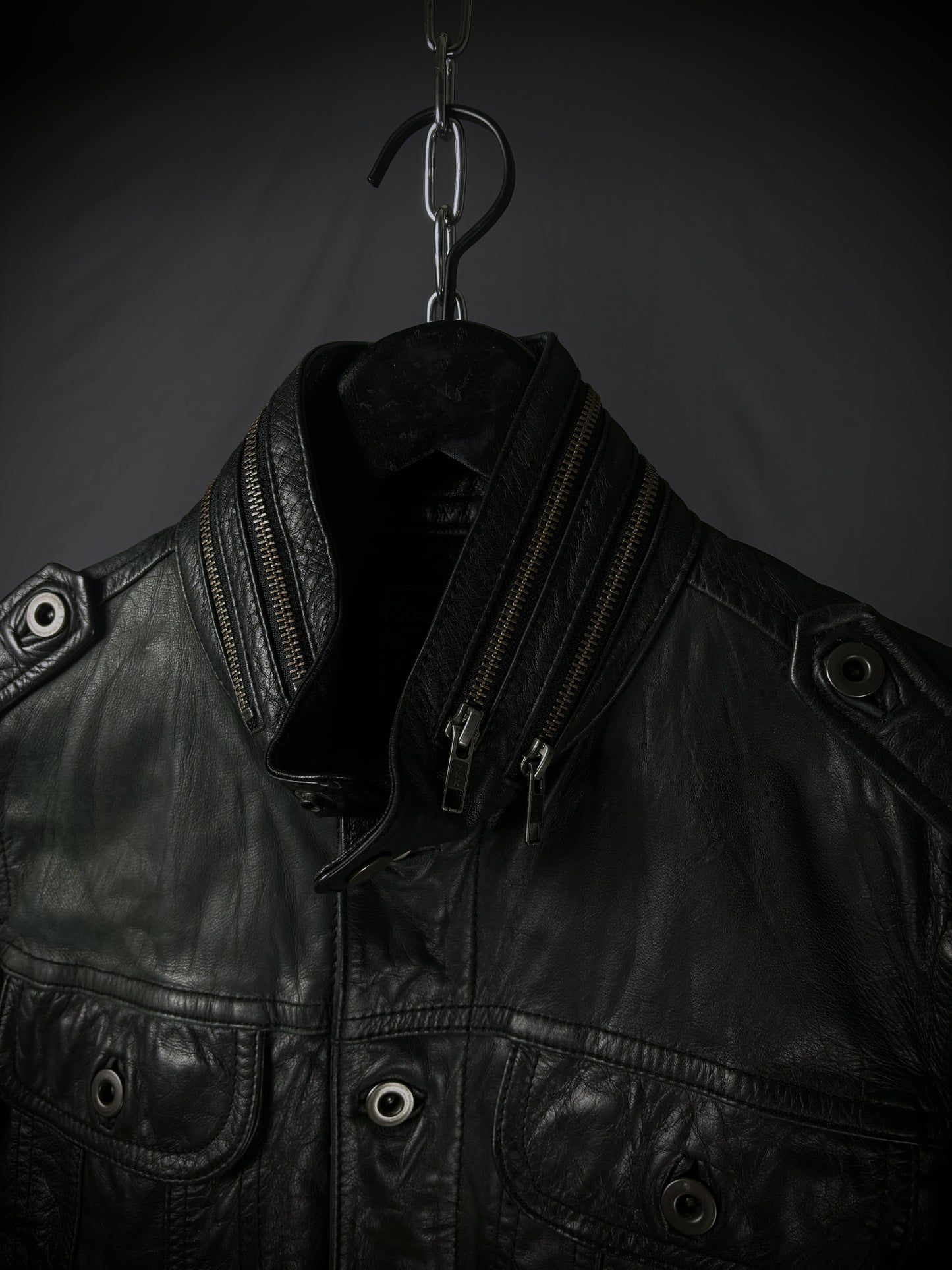 Difference Rupert Buttoned Leather Jacket