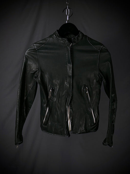 Sisii Contrast Stitch Washable Leather Jacket