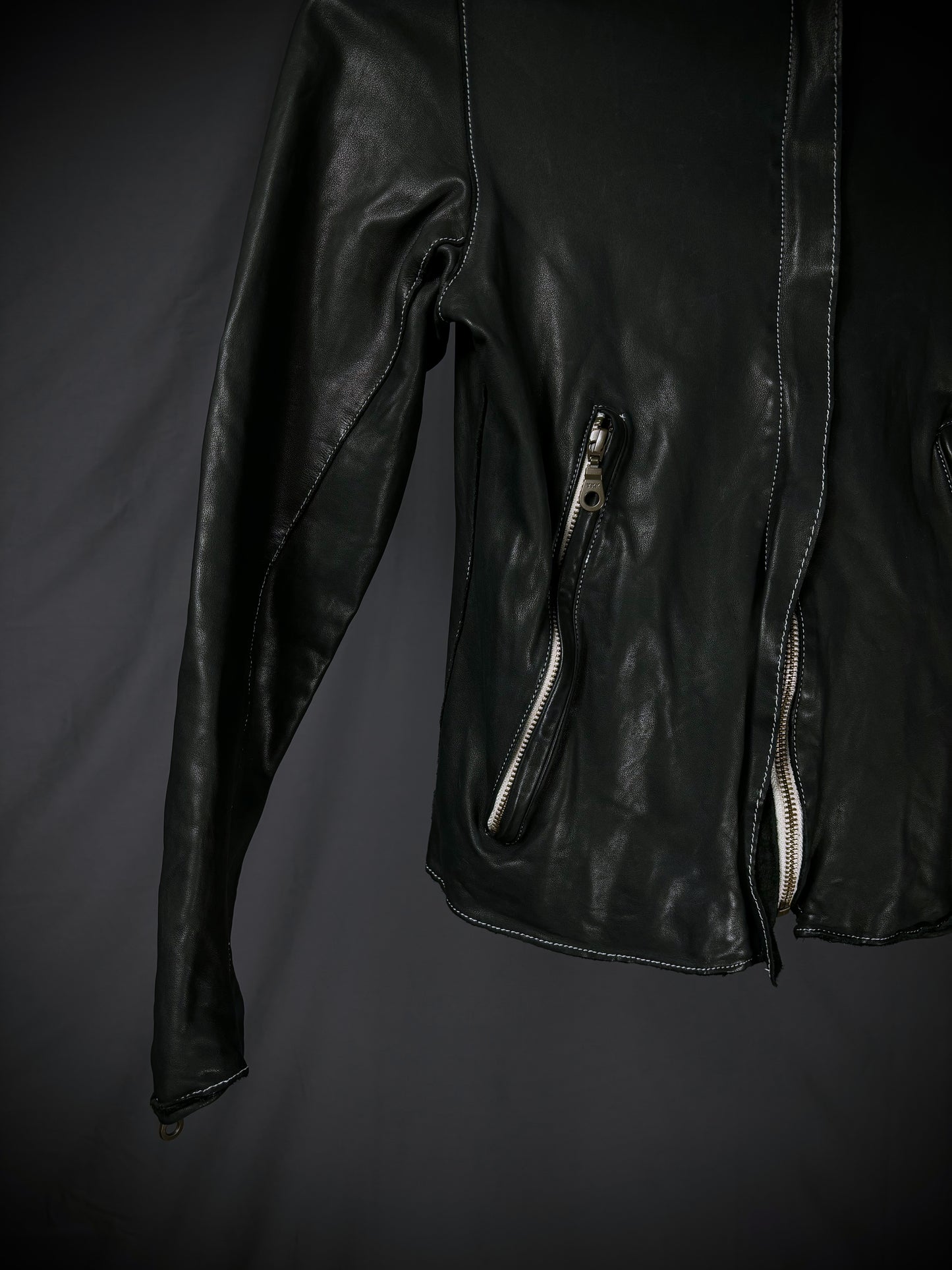 Sisii Contrast Stitch Washable Leather Jacket