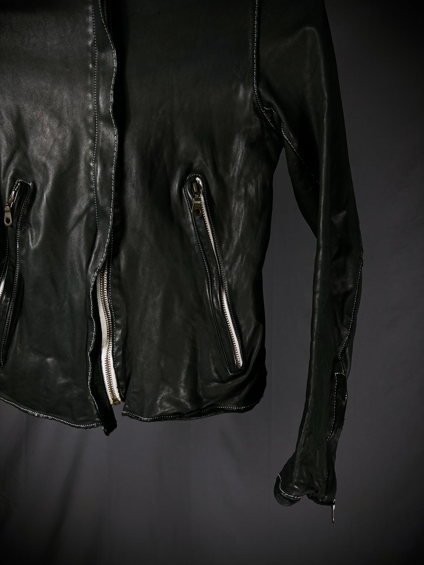 Sisii Contrast Stitch Washable Leather Jacket