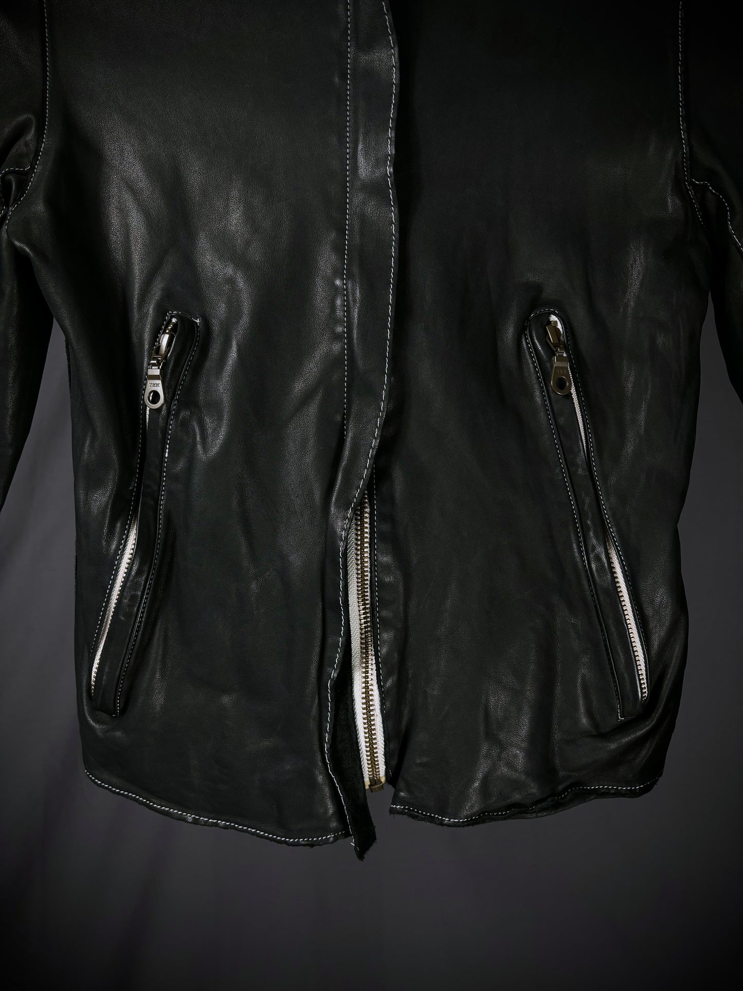 Sisii Contrast Stitch Washable Leather Jacket