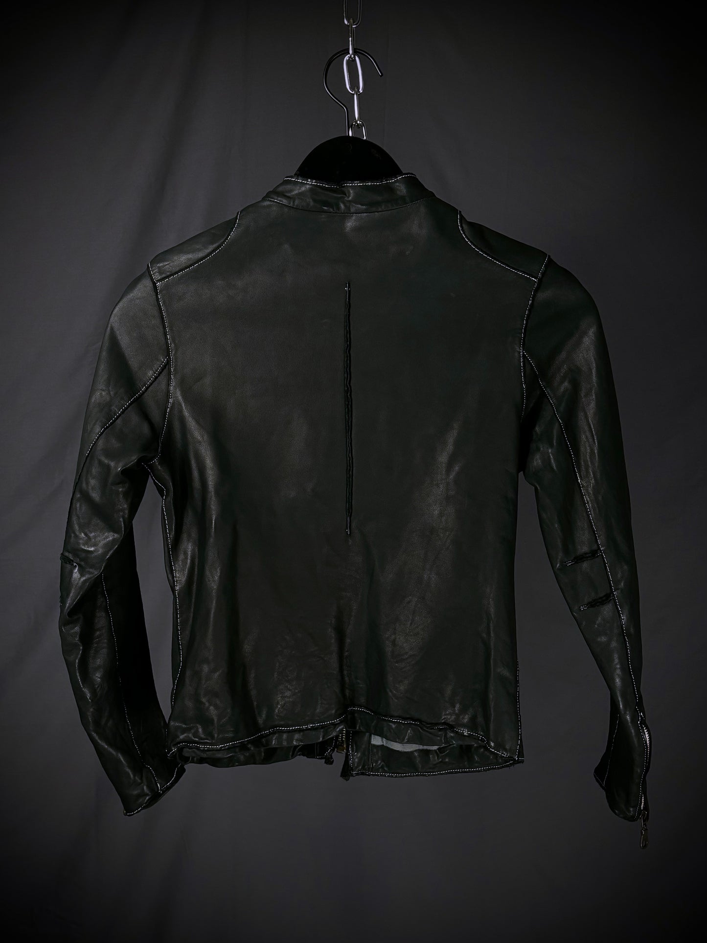 Sisii Contrast Stitch Washable Leather Jacket