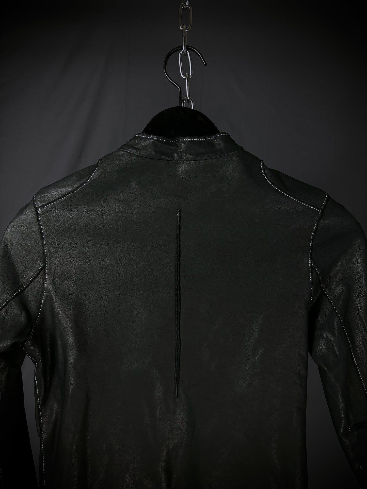 Sisii Contrast Stitch Washable Leather Jacket