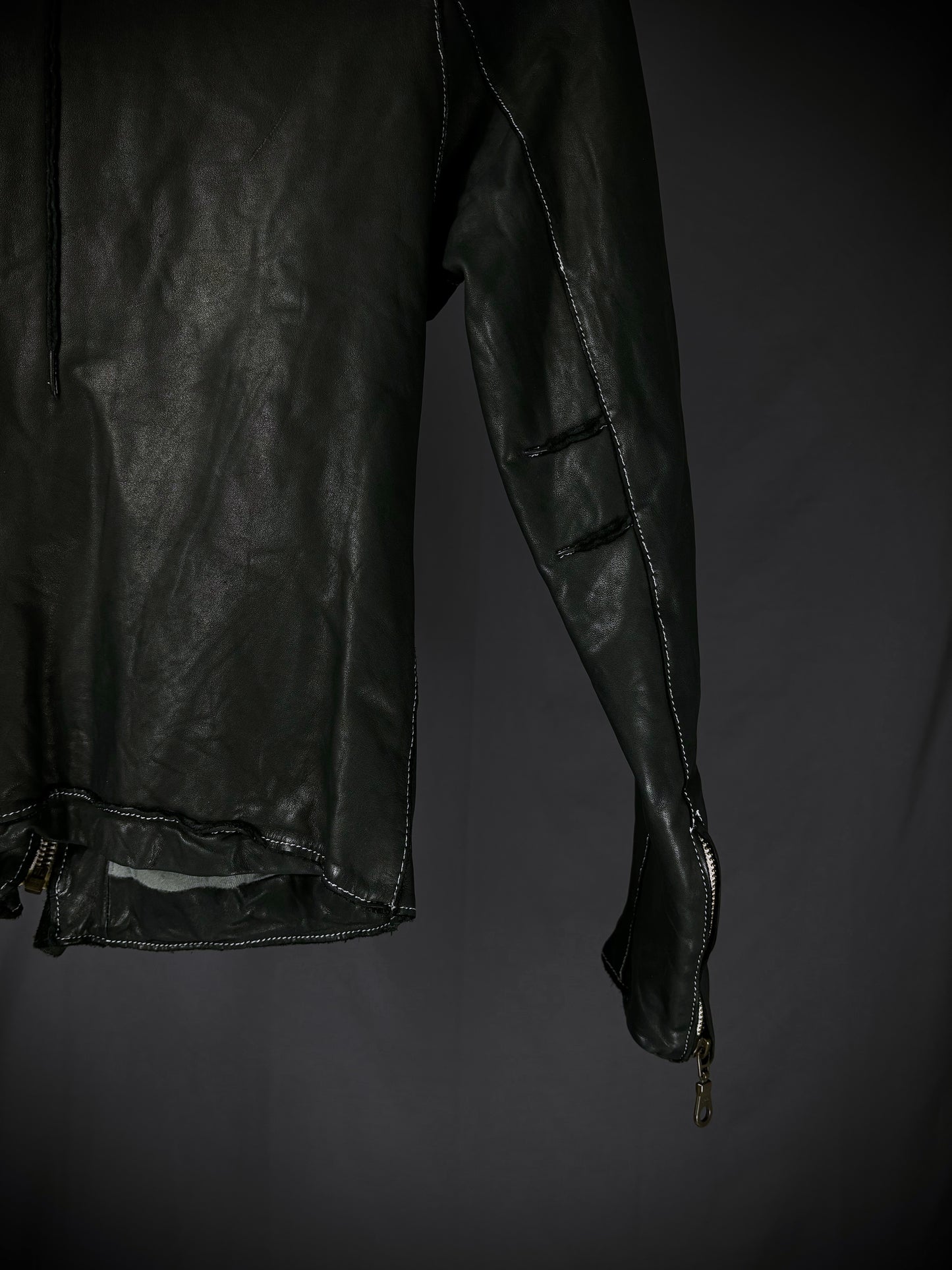 Sisii Contrast Stitch Washable Leather Jacket